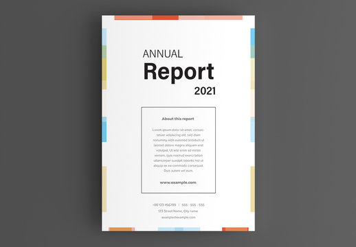 Report Cover Layout with Colorful Border