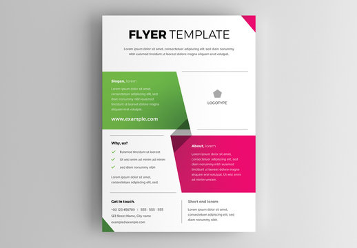Business Flyer Layout with Red and Green Accents