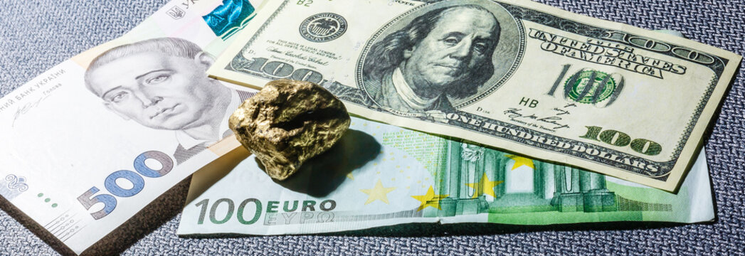 Ukrainian hryvnia, dollar, euro, money close-up. Banknotes the concept of economy