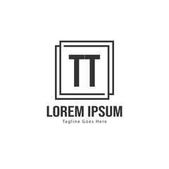 Initial TT logo template with modern frame. Minimalist TT letter logo vector illustration