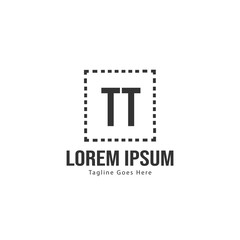 Initial TT logo template with modern frame. Minimalist TT letter logo vector illustration