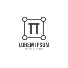 Initial TT logo template with modern frame. Minimalist TT letter logo vector illustration
