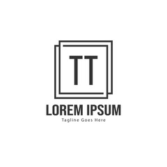 Initial TT logo template with modern frame. Minimalist TT letter logo vector illustration