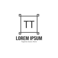 Initial TT logo template with modern frame. Minimalist TT letter logo vector illustration