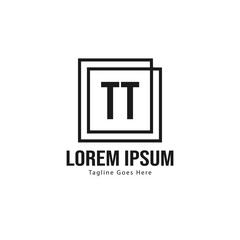 Initial TT logo template with modern frame. Minimalist TT letter logo vector illustration