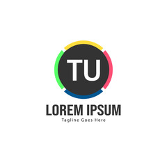 Initial TU logo template with modern frame. Minimalist TU letter logo vector illustration