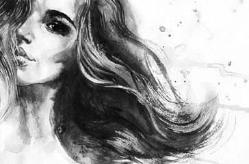 Fototapeta premium Watercolor fashion portrait