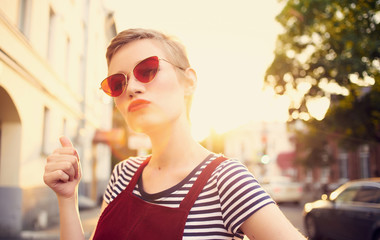 young woman with glass of red wine