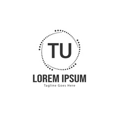 Initial TU logo template with modern frame. Minimalist TU letter logo vector illustration