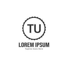 Initial TU logo template with modern frame. Minimalist TU letter logo vector illustration