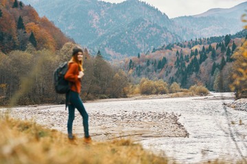 Fototapeta premium woman hiking in mountains