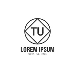 Initial TU logo template with modern frame. Minimalist TU letter logo vector illustration