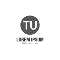 Initial TU logo template with modern frame. Minimalist TU letter logo vector illustration