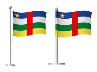 Central African Republic flag on pole icon