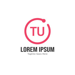 Initial TU logo template with modern frame. Minimalist TU letter logo vector illustration