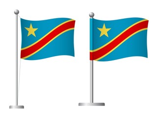 Democratic Republic of the Congo flag on pole icon