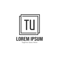 Initial TU logo template with modern frame. Minimalist TU letter logo vector illustration