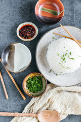 Stone Bowls with Condiments