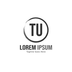 Initial TU logo template with modern frame. Minimalist TU letter logo vector illustration