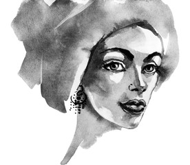 Watercolor fashion portrait