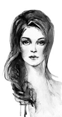 Watercolor fashion portrait