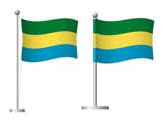 Gabon flag on pole icon