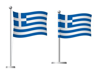 Fototapeta premium Greece flag on pole icon