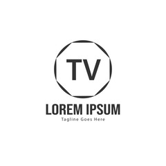 Fototapeta premium Initial TV logo template with modern frame. Minimalist TV letter logo vector illustration