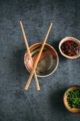 Stone Bowls with Condiments