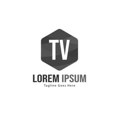 Initial TV logo template with modern frame. Minimalist TV letter logo vector illustration