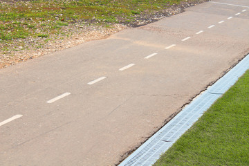 Obraz premium Asphalt running track at the stadium. Close-up. Background.