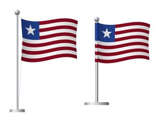 Liberia flag on pole icon