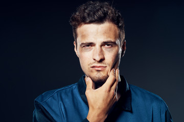 portrait of a man isolated on black background
