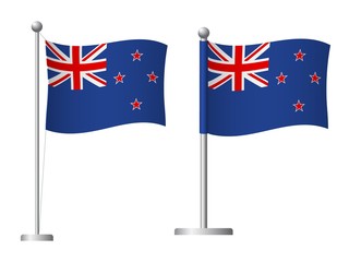 New Zealand flag on pole icon