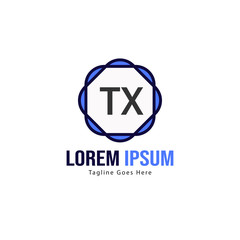 Initial TX logo template with modern frame. Minimalist TX letter logo vector illustration