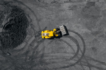 Open pit mine, extractive industry for coal, top view aerial drone