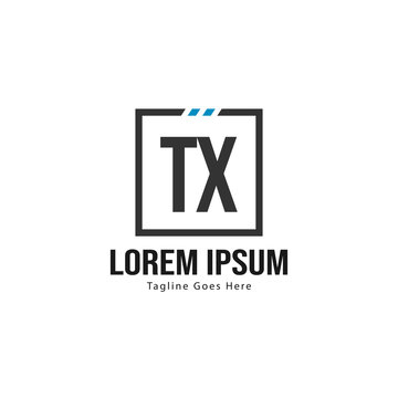 Initial TX logo template with modern frame. Minimalist TX letter logo vector illustration