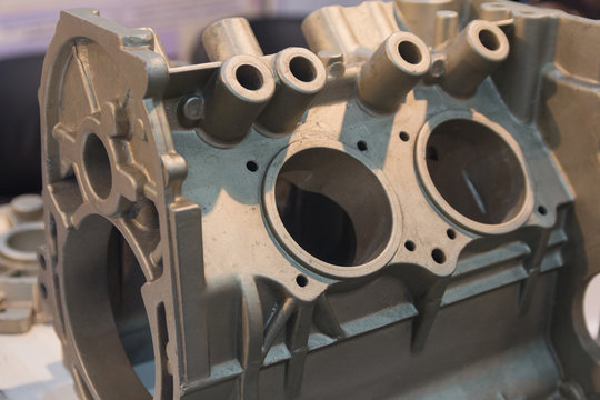 Metal product made by casting techniques closeup. Industry