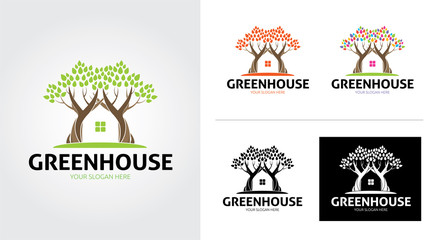 Green house creative and minimalist logo template Set