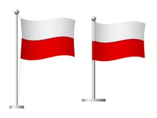 Poland flag on pole icon