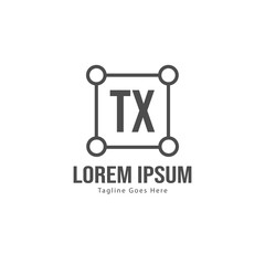 Initial TX logo template with modern frame. Minimalist TX letter logo vector illustration
