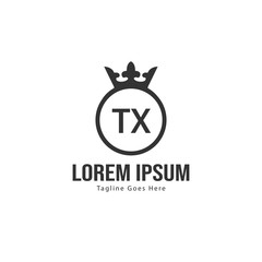 Initial TX logo template with modern frame. Minimalist TX letter logo vector illustration