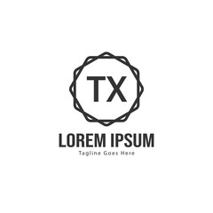 Initial TX logo template with modern frame. Minimalist TX letter logo vector illustration
