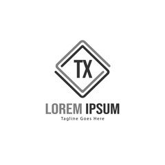 Initial TX logo template with modern frame. Minimalist TX letter logo vector illustration
