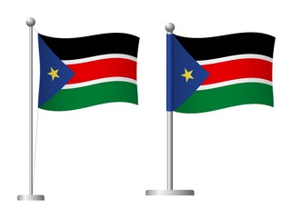 South Sudan flag on pole icon