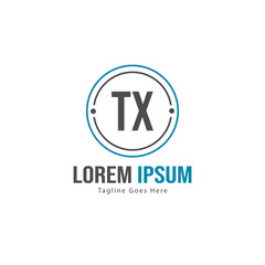 Initial TX logo template with modern frame. Minimalist TX letter logo vector illustration