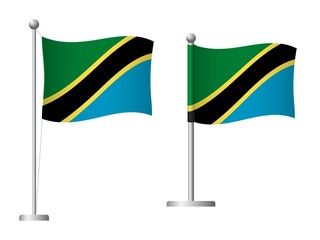 Tanzania flag on pole icon