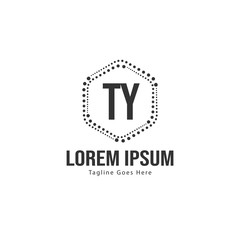 Initial TY logo template with modern frame. Minimalist TY letter logo vector illustration