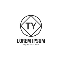Initial TY logo template with modern frame. Minimalist TY letter logo vector illustration
