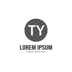 Initial TY logo template with modern frame. Minimalist TY letter logo vector illustration